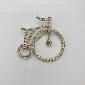 Rhinestone High Wheeler Bicycle Brooch Pin